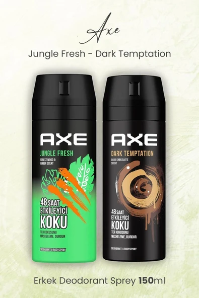 Axe Erkek Deodorant Sprey Jungle Fresh ve Dark Dark Temptation 150 ml ürün görseli 1
