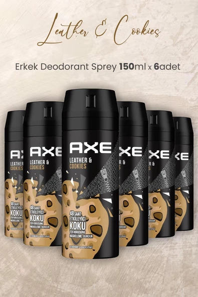 Axe Leather & Cookies Erkek Deodorant Sprey 150 ml x 6 Adet ürün görseli 1