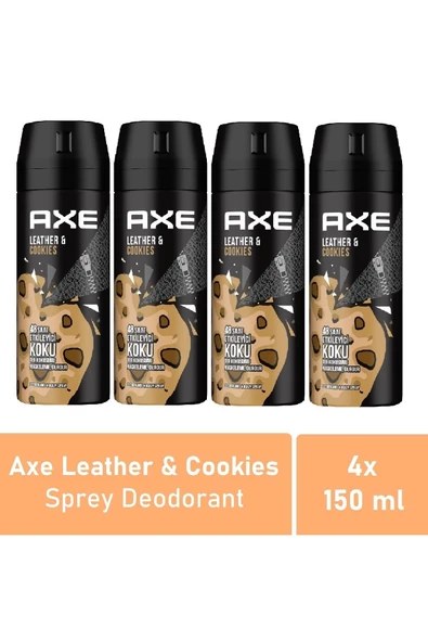 Axe Erkek Deodorant Leather & Cookies 150 Ml - 4'lü Avantaj Paketi ürün görseli 1