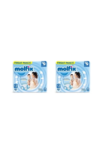 Molfix Bebek Bezi 2 Beden Mini 3-6 Kg 80 'li Bantlı Bez 2x80 ürün görseli 1