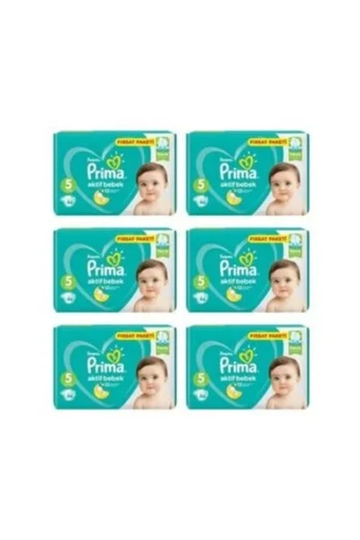 Prima Bebek Bezi Aktif Bebek 5 Beden 46 Adet Junior Fırsat Paketi 6lı Paket 276 Adet ürün görseli 1