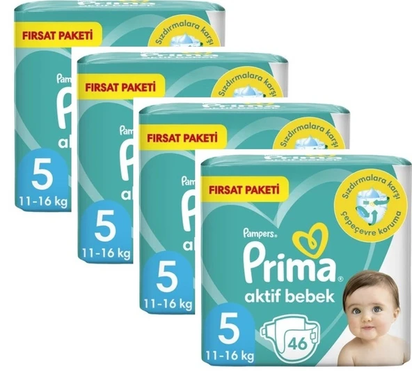 Prima Bebek Bezi Aktif Bebek Aylık Paket 5 Beden Junior 184 Adet ürün görseli 1
