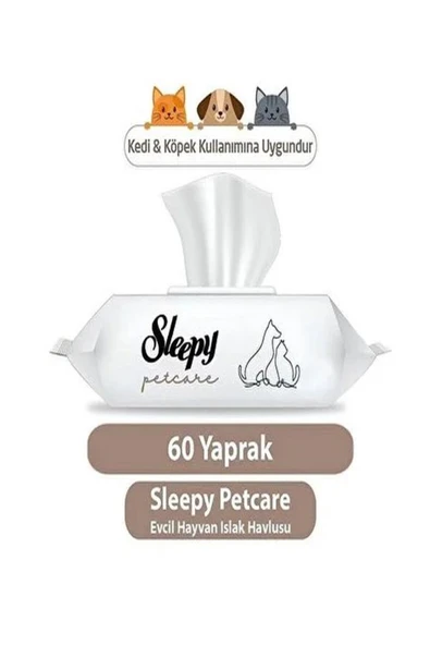 Sleepy Petcare Evcil Hayvan Islak Havlusu 60 Yaprak 2 adet ürün görseli 1