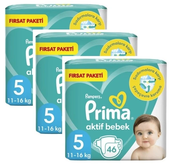 Prima Aktif Bebek 5 Numara Fırsat Paketi 11-16 Kg 138 Adet ürün görseli 1