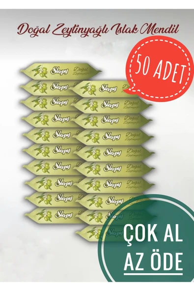 Sleepy DOĞAL ZEYTİNYAĞLI Extra Islak Bebek Havlusu 25X50 Adet 1250 YAPRAK ürün görseli 1