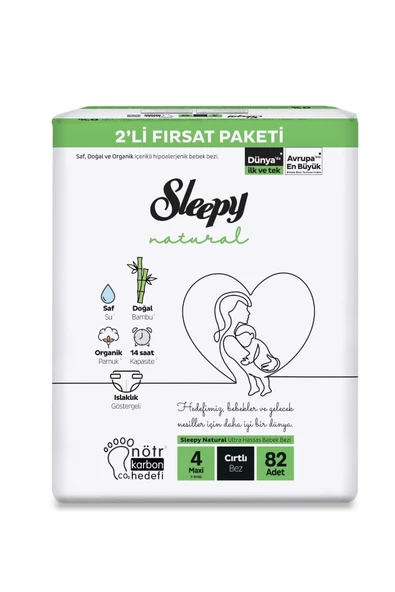 Sleepy Natural 4 Numara Maxi 82'li Bebek Bezi ürün görseli 1