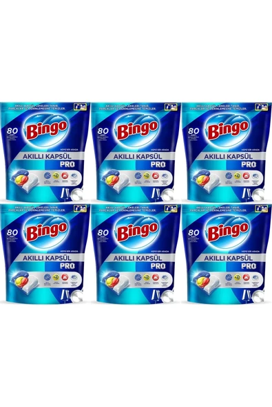 Bingo Akıllı Kapsül Pro Bulaşık Makinesi Deterjanı Tableti 480 Adet Limon Kokulu (6PK*80) ürün görseli 1