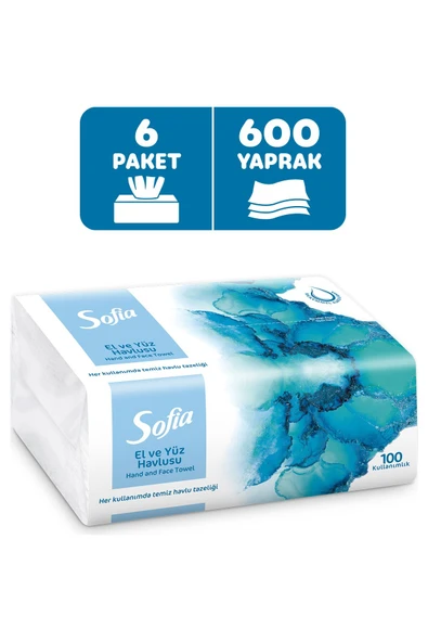 Sofia El ve Yüz Havlusu 100’LÜ x 6 Paket ürün görseli 1