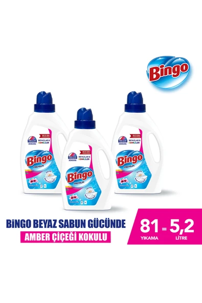Bingo Sıvı Çamaşır Deterjanı Amber Çiçeği 1755 ml 3lü ürün görseli 1