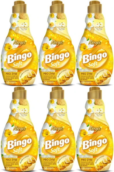 Bingo Soft Çamaşır Yumuşatıcı Konsantre 1440ML Nergis (6 Lı Set) ürün görseli 1