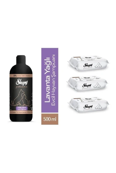 Sleepy Petcare Evcil Hayvan Şampuanı 500ml + 3 X Islak Bakım Havlusu 60lı ürün görseli 1
