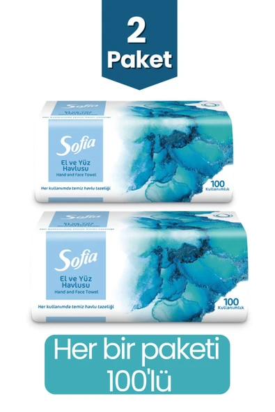 Sofia El ve Yüz Havlusu 100'lü X 2 Adet ürün görseli 1
