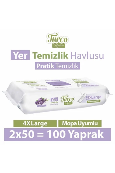 Turco Doğadan Pratik Temizlik Turco Doğadan Yer Temizlik Havlusu Lavanta 2X50(100 Yaprak) ürün görseli 1