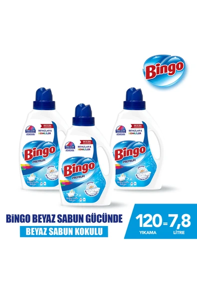 Bingo Sıvı Çamaşır Deterjanı Beyaz Sabun 2600 ml 3lü ürün görseli 1