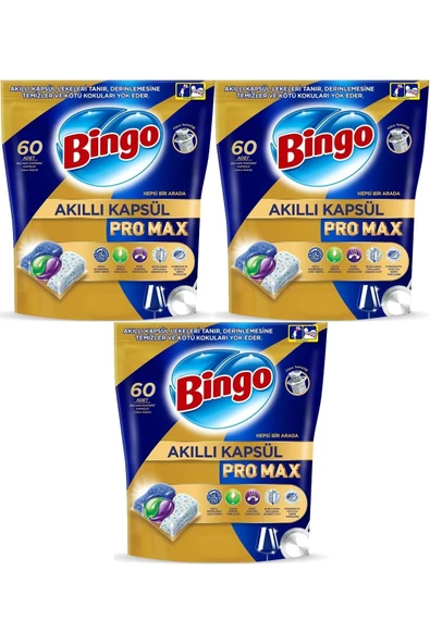 Bingo Akıllı Kapsül Pro Max Bulaşık Makinesi Deterjanı Tableti 180 Adet Limon Kokulu (3PK*60) ürün görseli 1