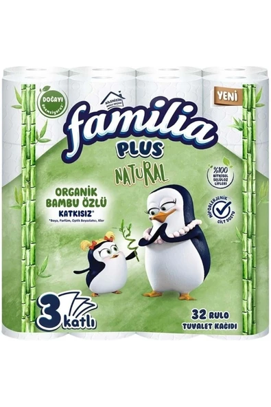 Familia Plus Tuvalet Kağıdı 3 Katlı 32 Li Paket Natural (Organik Bambu Özlü) ürün görseli 1