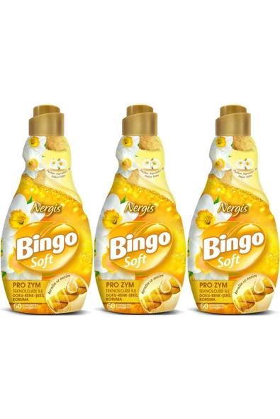 Bingo Soft Çamaşır Yumuşatıcı Konsantre 1440ML Nergis (3 Lü Set) ürün görseli 1