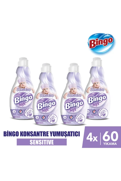 Bingo Soft Konsantre Çamaşır Yumuşatıcısı Sensitive 1440 ml X 4 Adet ürün görseli 1