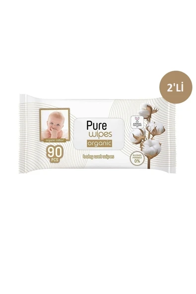 Sleepy Pure Baby Organik Pamuklu Islak Havlu 2'li Paket 180 Yaprak ürün görseli 1