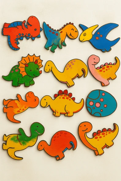 KİDEWO Dinazorlar Ahşap Boyama Etkinlik Seti Eğitici Çocuk Aktivite Parmak Boya Kreş Okul Öncesi ürün görseli 1