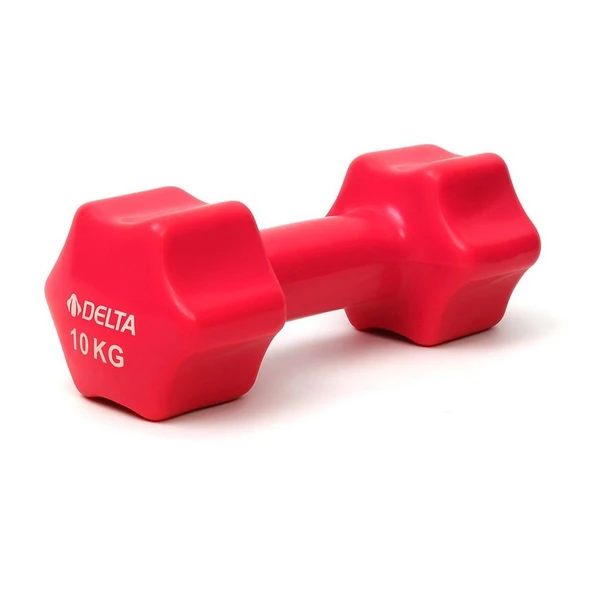 Delta 10 Kg x 1 Adet Deluxe Pvc Kaplama Kırmızı Demir Dambıl ürün görseli 1
