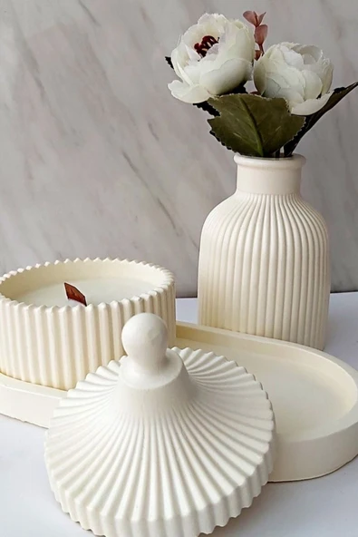 LALEZEN HOME Dekoratif Özel Yapım Mumluk ve Vazo Seti ürün görseli 1