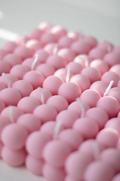 LALEZEN HOME Pembe Mini Bubble Mum 50 Adet Kına- Söz Nişan Hediyelik Mum ürün görseli 1
