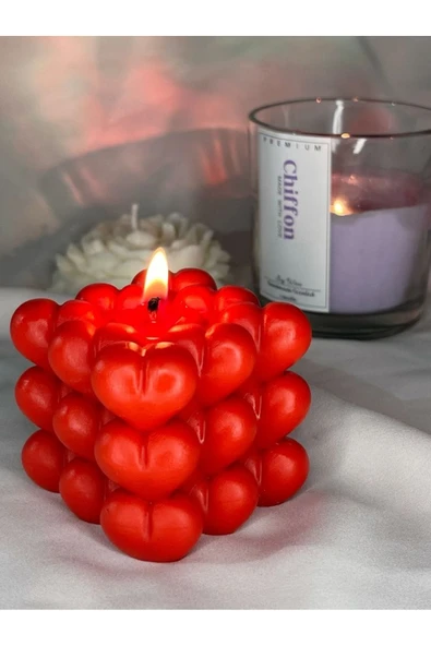 LALEZEN HOME Kalpli Bubble Kokulu Kırmızı Mum ürün görseli 1