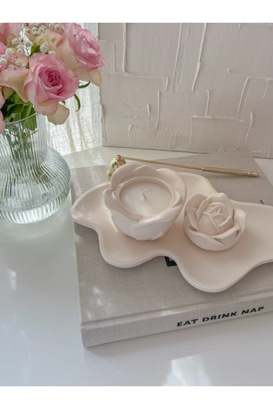 LALEZEN HOME Dekoratif Gül Mumluk ( stand dahil değildir ) ürün görseli 1