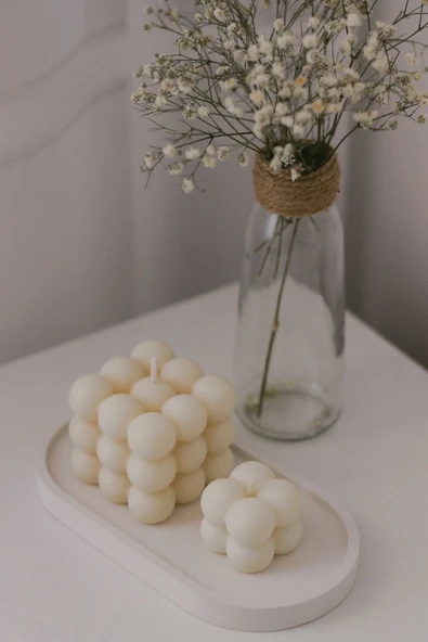 LALEZEN HOME Beyaz Stant Bubble Kokulu Mum seti ürün görseli 1