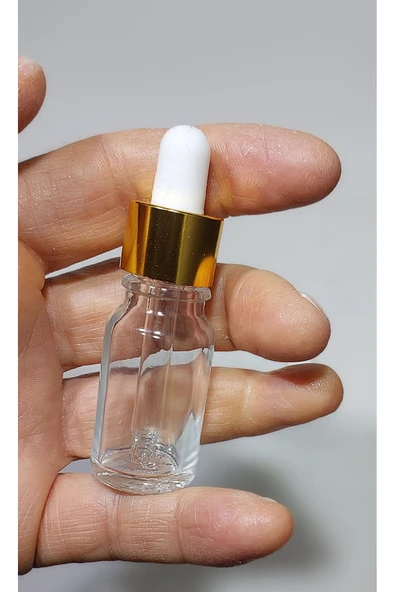 10 Cc Cam Damlalıklı şeffaf Şişe [10 Cc=10ml X 10 Adet] / Ecza Şişesi / Dropper şişe gold renk ürün görseli 1