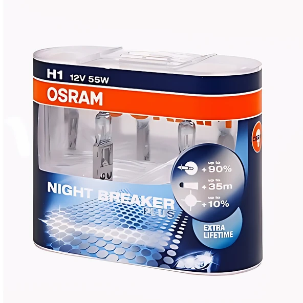 Osram H1 Night Breaker 12V 55W Ampul Ultra Parlak Beyaz Işık, Maksimum Görüş Gücü- 2 Adet ürün görseli 1