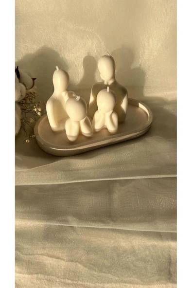 LALEZEN HOME Beyaz Stand Aile Mum Seti Kokulu  Mum ürün görseli 1