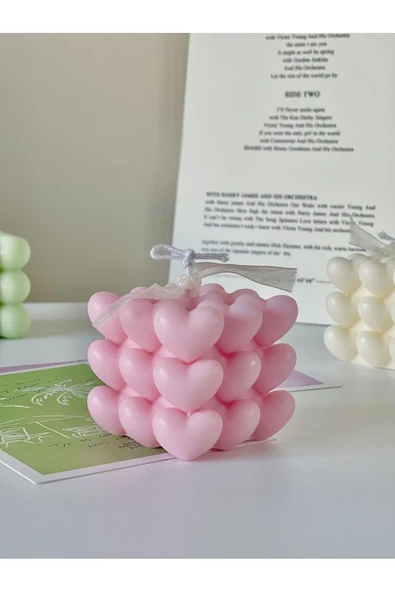 LALEZEN HOME Kalpli Bubble Kokulu Pembe Mum ürün görseli 1
