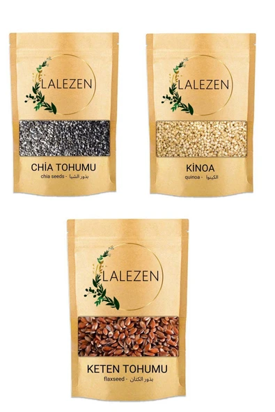 LALEZEN 100 gr Chia Tohumu + 100 gr Keten Tohumu + 100 gr Kinoa - Bitkisel form ürün görseli 1