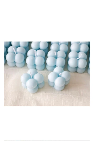 LALEZEN HOME Mavi Mini Bubble Mum 50 Adet Kına- Söz Nişan Hediyelik Mum ürün görseli 1