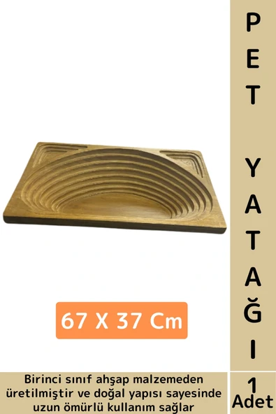 Evcil Hayvan Konforlu Kolay Temizlenir Çok Şık Dikdörtgen Doğal Ahşap Kedi Köpek Yatağı 67 X 37 Cm ürün görseli 1
