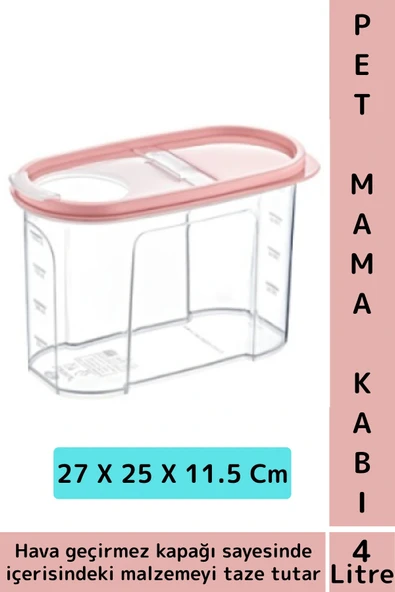 Dayanıklı Sert Plastik Hijyenik Tazelik Sağlayan Hava Geçirmez Kapak Kedi Köpek Mama Kabı 4 Litre ürün görseli 1