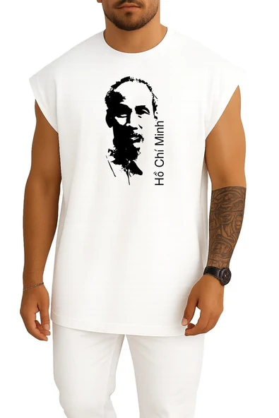 Oversize Ho Chi Minh City The Prison Diary Göğüs Tasarımlı Atlet ürün görseli 1
