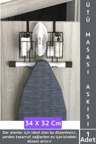 Montaj Gerektirmez Dayanıklı Yer Tasarruflu Kapı Arkası Pratik Kullanım Ütü Masası Asma Aparatı ürün görseli 1