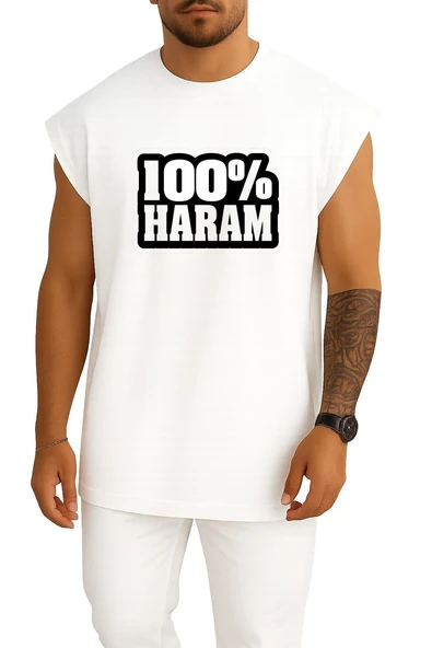 Oversize Yüzde Yüz Haram Bro Göğüs Tasarımlı Atlet ürün görseli 1