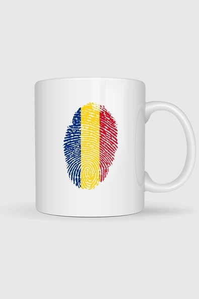 Romania, Flag, Fingerprint Tasarımlı Kupa Bardak ürün görseli 1