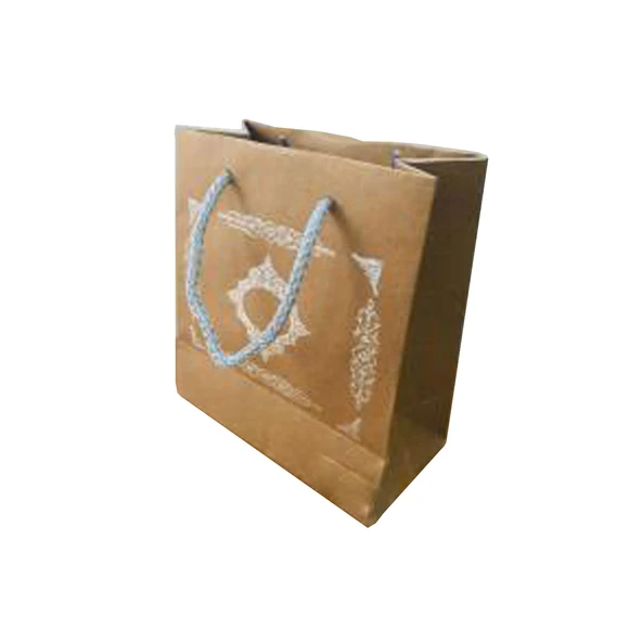 Karton Hediye Çantası Gümüş Saray Desenli 20X20X10 CM (10 Adet)  Kraft ürün görseli 1