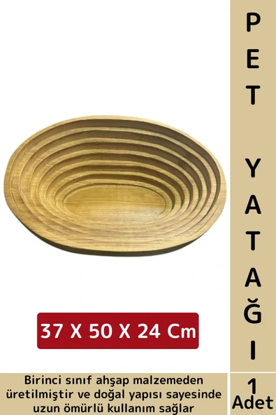 Evcil Hayvan Konforlu Kolay Temizlenir Çok Şık Oval Doğal Ahşap Kedi Köpek Yatağı 37 X 50 X 24 Cm ürün görseli 1