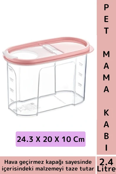 Dayanıklı Sert Plastik Hijyenik Tazelik Sağlayan Hava Geçirmez Kapak Kedi Köpek Mama Kabı 2.4 Litre ürün görseli 1