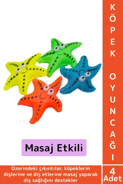 Evcil Hayvan Köpek Diş Temizliği Kaşıma Masaj İlgi Çekici Denizyıldızı Figür Çiğneme Oyuncağı 4 Adet ürün görseli 1