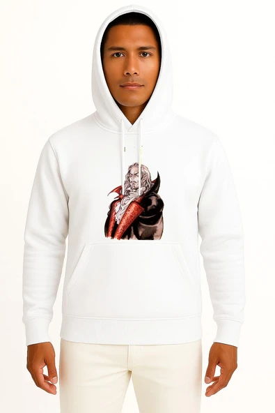 Kapüşonlu Count Dracula İllustration, Castlevania Göğüs Tasarımlı Unisex Sweatshirt ürün görseli 1