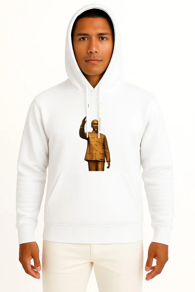Kapüşonlu Metal, Ho Chi Minh, Statue Göğüs Tasarımlı Unisex Sweatshirt ürün görseli 1