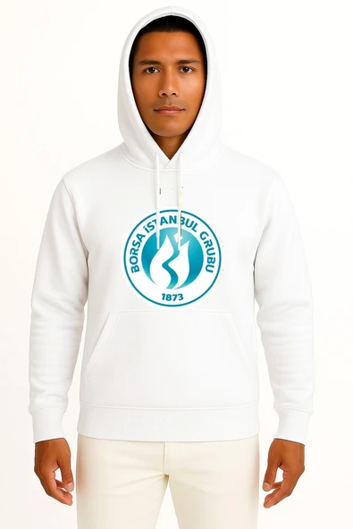 Kapüşonlu Borsa Istanbul Exchange Göğüs Tasarımlı Unisex Sweatshirt ürün görseli 1