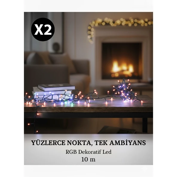 2 X 10 Metre Dekoratif Peri LED Şerit RGB Yeni Nesil Süsleme Lambası ürün görseli 1